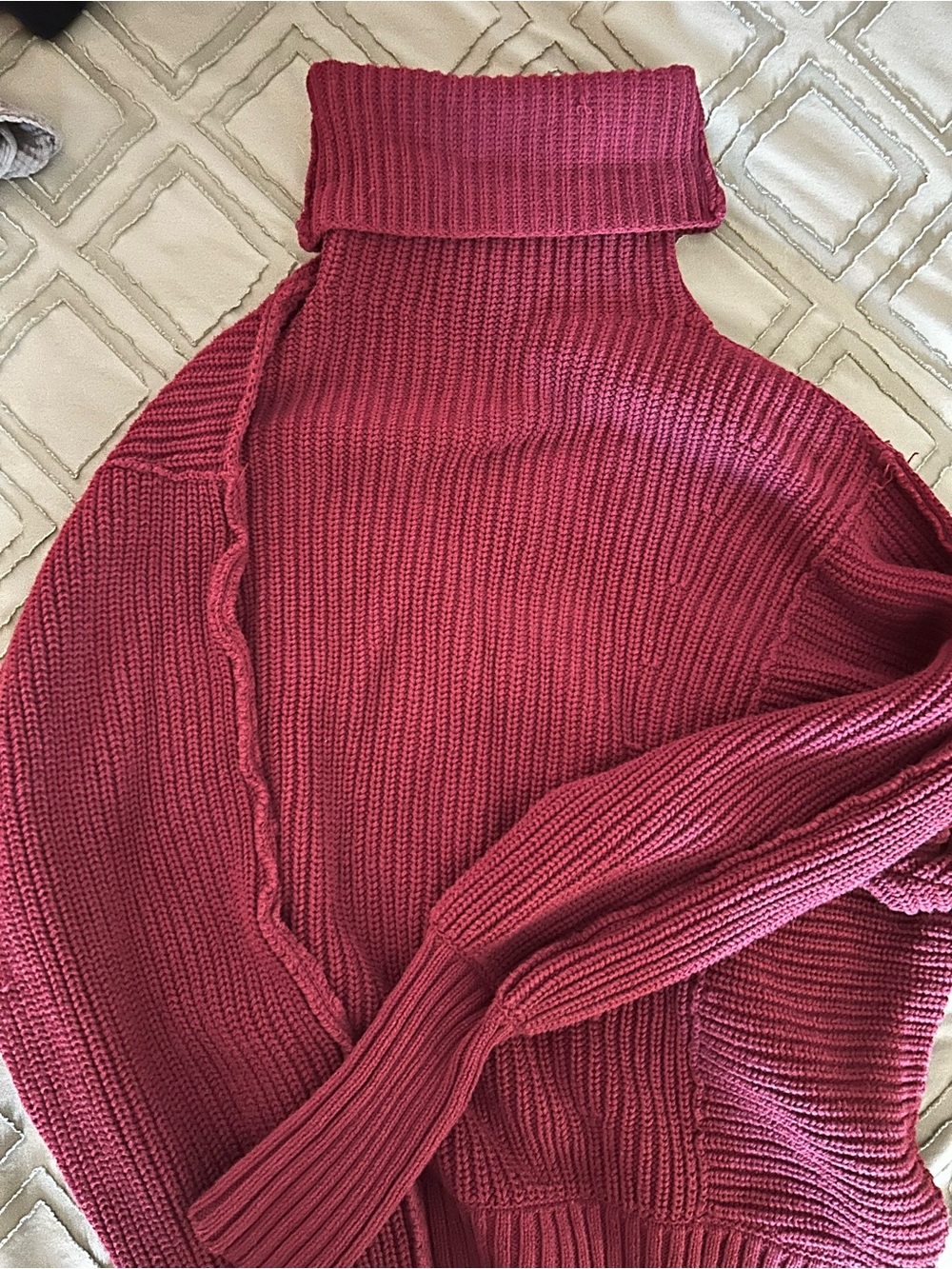 Free People Women's Turtleneck Sweater in Berry Pink